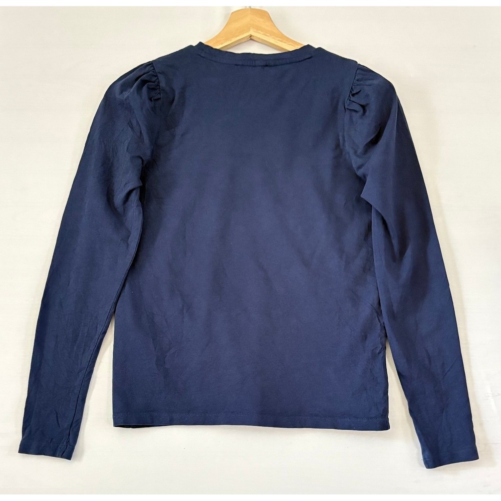 J.Crew Womens Navy Blue Puff Sleeve Long Sleeve Crewneck T-Shirt Top XS - Picture 2 of 13